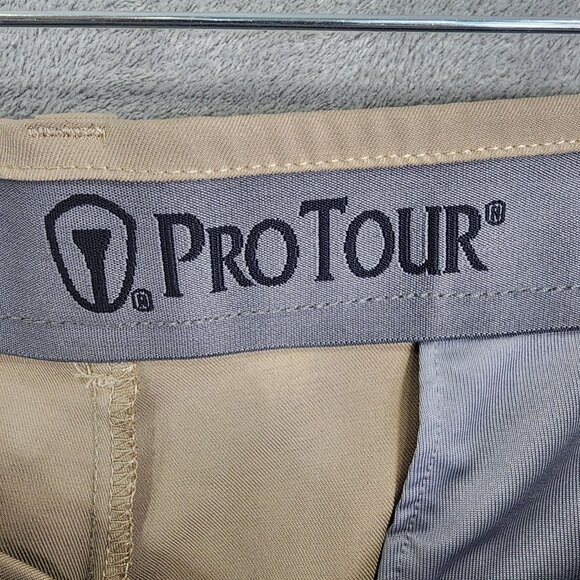 Men's Pro Tour Khaki Dress Pants Golf Hi Rise Polyester Stretch Size 38x29 - Picture 6 of 13